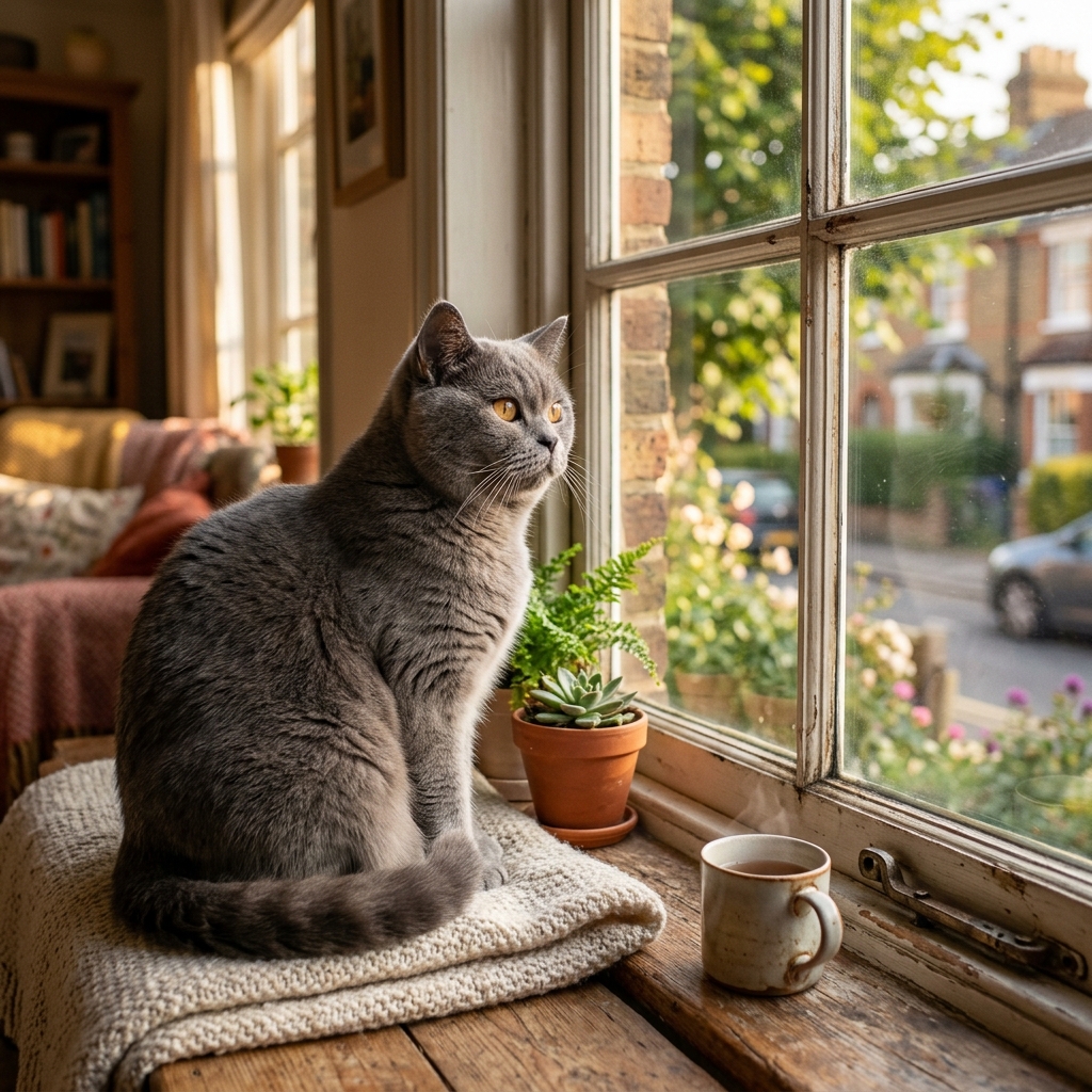 Gato British Shorthair atendido em casa